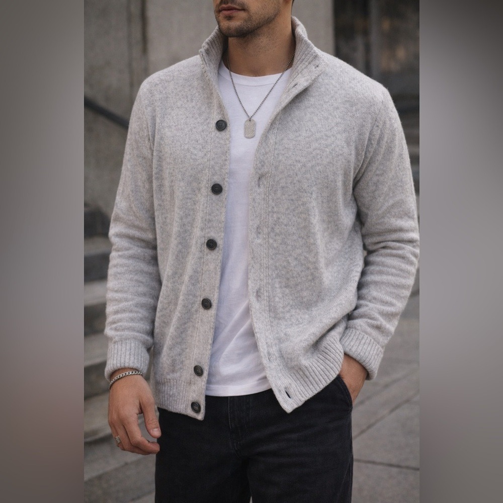 Banana‎ Republic Men's Cardigan Linen Blend Sweater.  Heather, Size XL
